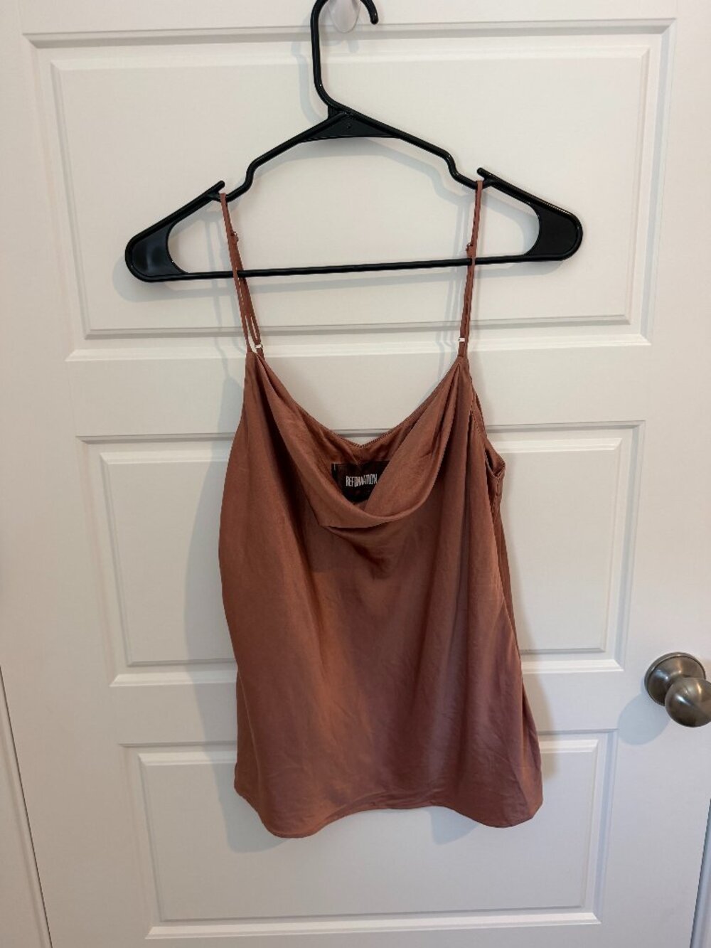 Reformation 100% Silk Cowl Neck Cami Tank Top Dusty Rose Brown Size Large